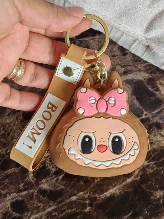 Pink Bow Labubu Key Chain Coin Purse